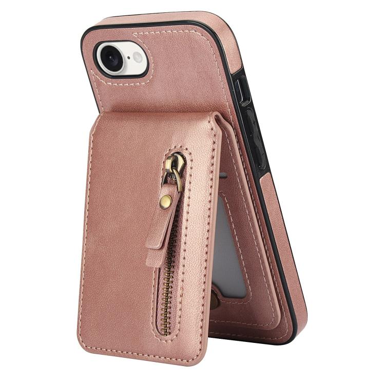 For iPhone 16e Zipper Wallet Split MagSafe Leather Back Phone Case(Rose Gold) - iPhone 16e Cases by PMC TechLife | Online Shopping South Africa | PMC TechLife | Buy Now Pay Later Mobicred