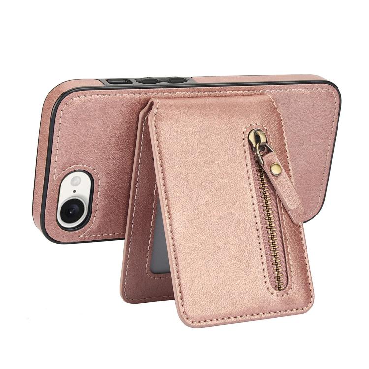 For iPhone 16e Zipper Wallet Split MagSafe Leather Back Phone Case(Rose Gold) - iPhone 16e Cases by PMC TechLife | Online Shopping South Africa | PMC TechLife | Buy Now Pay Later Mobicred