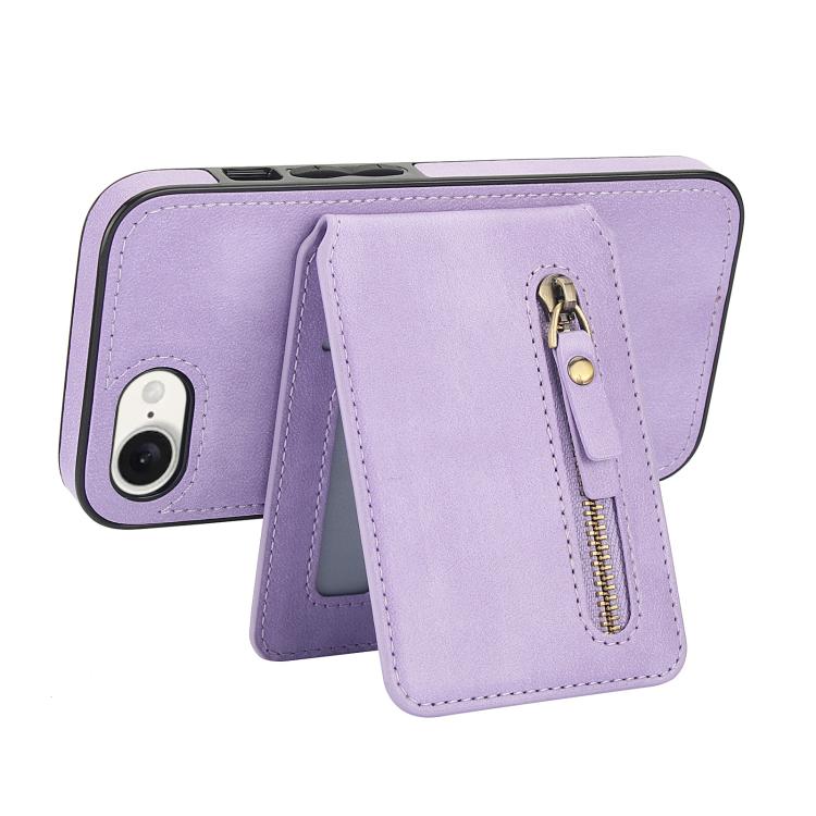 For iPhone 16e Zipper Wallet Split MagSafe Leather Back Phone Case(Purple) - iPhone 16e Cases by PMC TechLife | Online Shopping South Africa | PMC TechLife | Buy Now Pay Later Mobicred