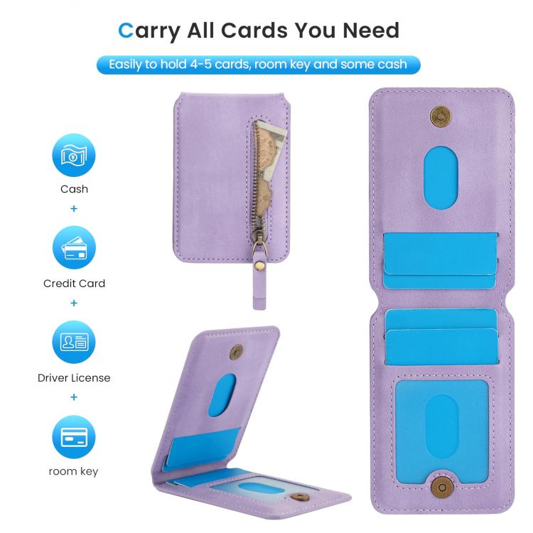 For iPhone 16e Zipper Wallet Split MagSafe Leather Back Phone Case(Purple) - iPhone 16e Cases by PMC TechLife | Online Shopping South Africa | PMC TechLife | Buy Now Pay Later Mobicred