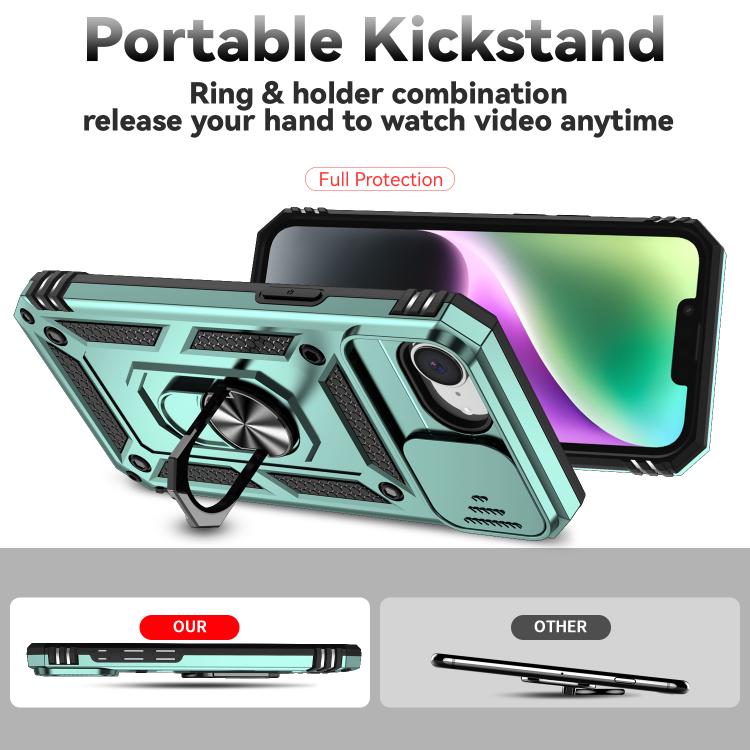 For iPhone 16e Sliding Camshield Holder Phone Case(Dark Green) - iPhone 16e Cases by PMC TechLife | Online Shopping South Africa | PMC TechLife | Buy Now Pay Later Mobicred