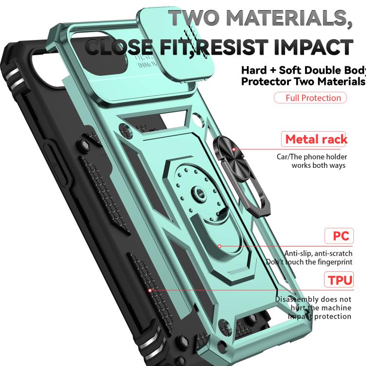 For iPhone 16e Sliding Camshield Holder Phone Case(Dark Green) - iPhone 16e Cases by PMC TechLife | Online Shopping South Africa | PMC TechLife | Buy Now Pay Later Mobicred