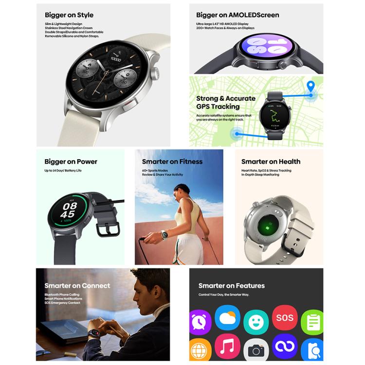Zeblaze Btalk 3 GPS 1.43 inch HD AMOLED Screen Health Fitness Smart Watch, Support Bluetooth Call(Space Gray) - free shipping - PMC TechLife - Order now!