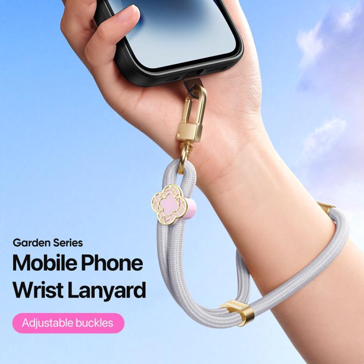 DUX DUCIS Garden Series Begonia Pattern Adjustable Short Phone Lanyard(Grey) - Lanyards & Wrist Straps by DUX DUCIS | Online Shopping South Africa | PMc TechLife | Buy Now Pay Later Mobicred