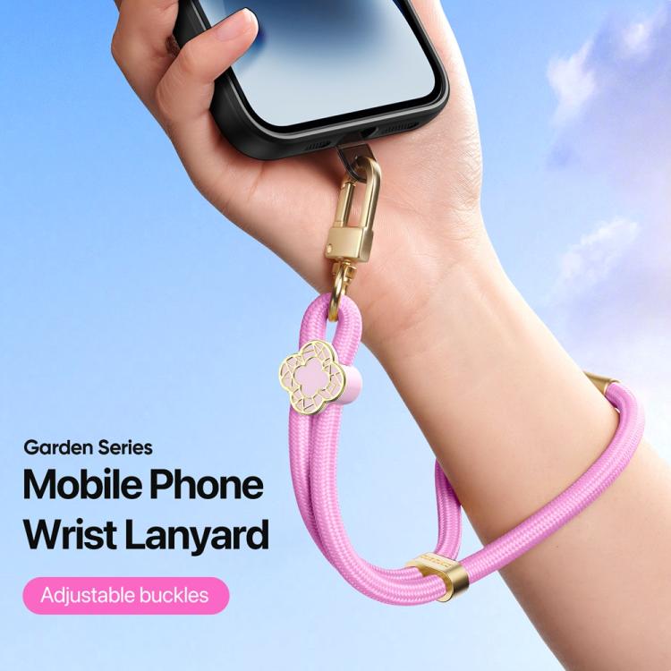 DUX DUCIS Garden Series Begonia Pattern Adjustable Short Phone Lanyard(Pink) - Lanyards & Wrist Straps by DUX DUCIS | Online Shopping South Africa | PMc TechLife | Buy Now Pay Later Mobicred