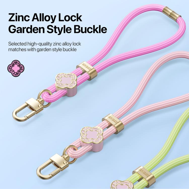 DUX DUCIS Garden Series Begonia Pattern Adjustable Short Phone Lanyard(Pink) - Lanyards & Wrist Straps by DUX DUCIS | Online Shopping South Africa | PMc TechLife | Buy Now Pay Later Mobicred