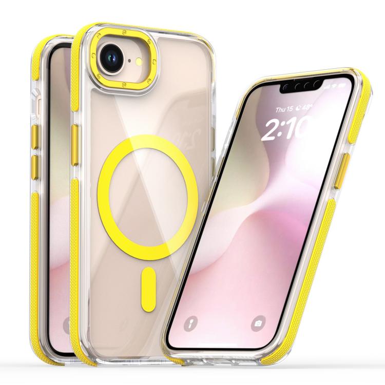 For iPhone 16e Dual-Color Clear Acrylic Hybrid TPU MagSafe Phone Case(Yellow) - iPhone 16e Cases by PMC TechLife | Online Shopping South Africa | PMC TechLife | Buy Now Pay Later Mobicred