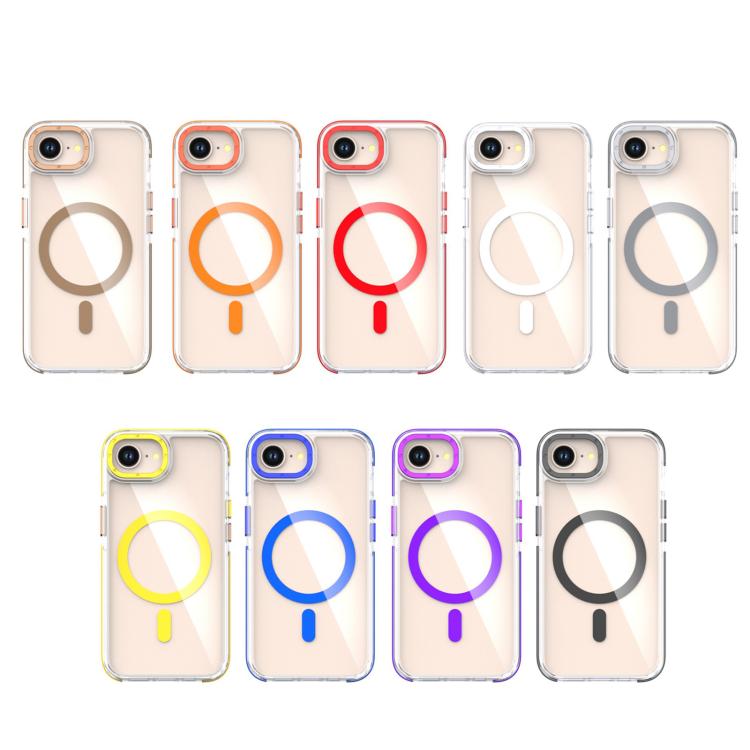 For iPhone 16e Dual-Color Clear Acrylic Hybrid TPU MagSafe Phone Case(Orange) - iPhone 16e Cases by PMC TechLife | Online Shopping South Africa | PMC TechLife | Buy Now Pay Later Mobicred