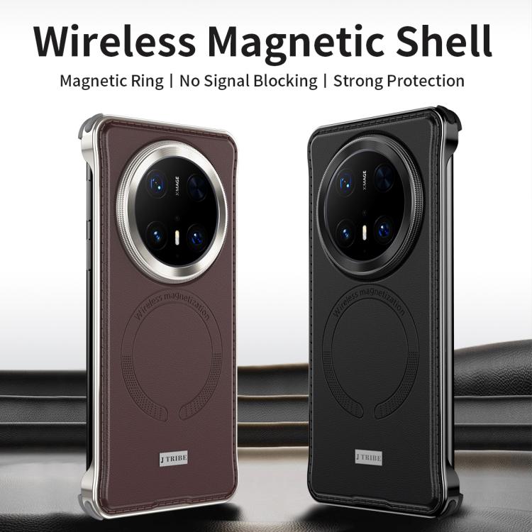 For Huawei Mate 60 Pro+ Metal Frameless MagSafe Leather Phone Case(Brown) - Huawei Cases by PMC TechLife | Online Shopping South Africa | PMC TechLife | Buy Now Pay Later Mobicred