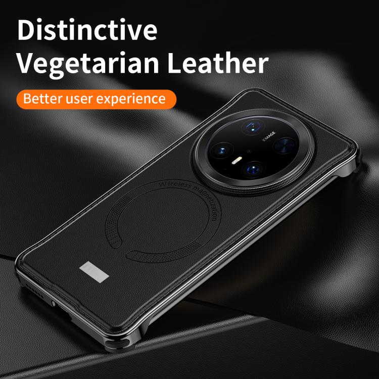 For Huawei Mate 70 Pro Metal Frameless MagSafe Leather Phone Case(Black) - Huawei Cases by PMC TechLife | Online Shopping South Africa | PMC TechLife | Buy Now Pay Later Mobicred