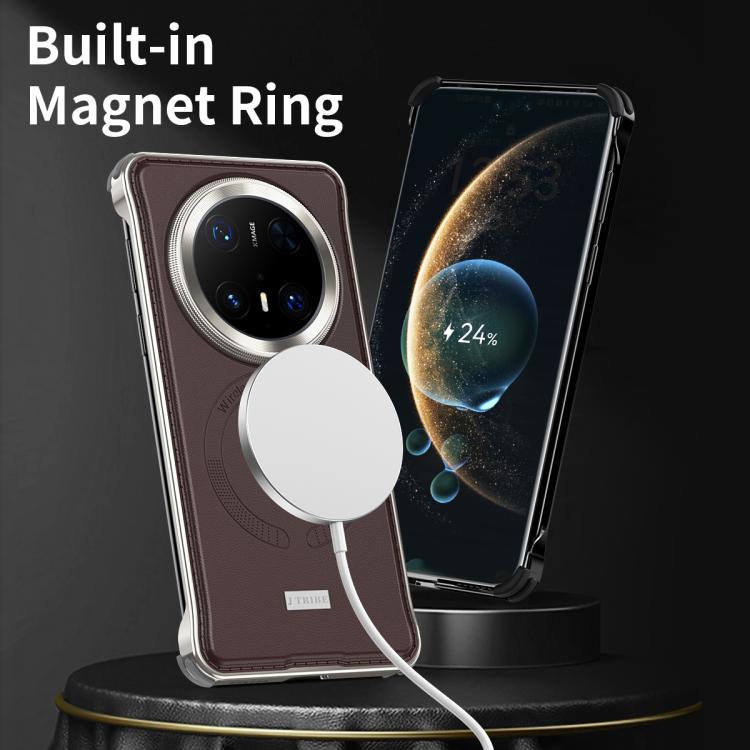 For Huawei Mate 70 Pro+ Metal Frameless MagSafe Leather Phone Case(Black) - Huawei Cases by PMC TechLife | Online Shopping South Africa | PMC TechLife | Buy Now Pay Later Mobicred