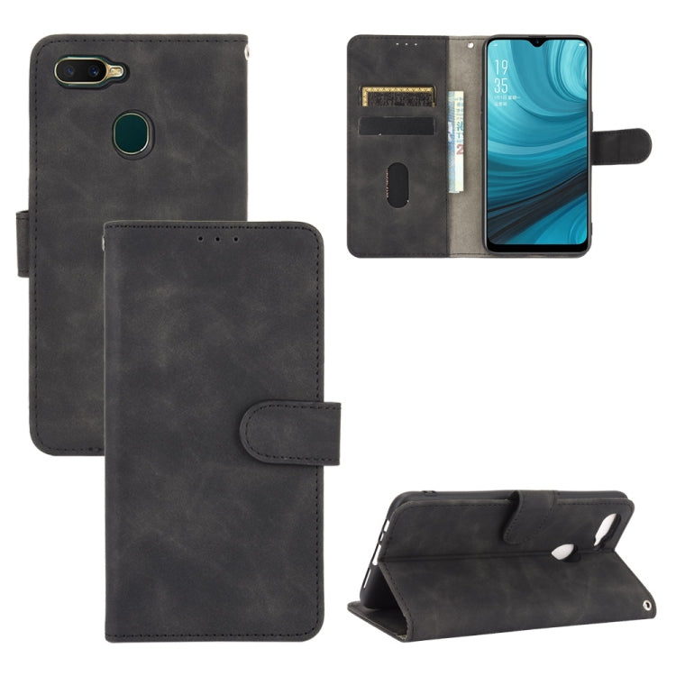 For OPPO A7(AX7) / A5s / AX5s / A12 Solid Color Skin Feel Magnetic Buckle Horizontal Flip Calf Texture PU Leather Case with Holder & Card Slots & Wallet(Black) - OPPO Cases by PMC TechLife | Online Shopping South Africa | PMC TechLife | Buy Now Pay Later Mobicred