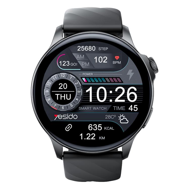 Yesido IO29 Waterproof Smart BT Watch, 1.39 inch Screen, Support BT Call / Heart Rate(Black) - free shipping - PMC TechLife - Order now!