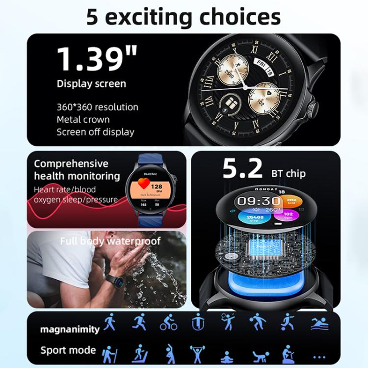 Yesido IO29 Waterproof Smart BT Watch, 1.39 inch Screen, Support BT Call / Heart Rate(Black) - free shipping - PMC TechLife - Order now!