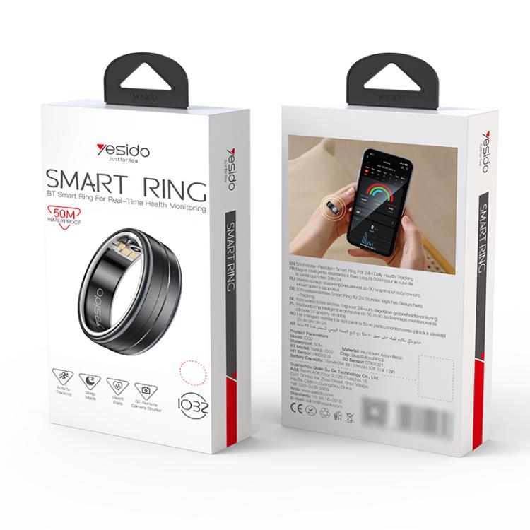 Yesido IO32 Health Monitor Smart Ring, Support Body Temperature / Heart Rate / Blood Pressure / Female Physiological Reminder, Size:68mm Inner Circumference(Black) - free shipping - PMC TechLife - Order now!
