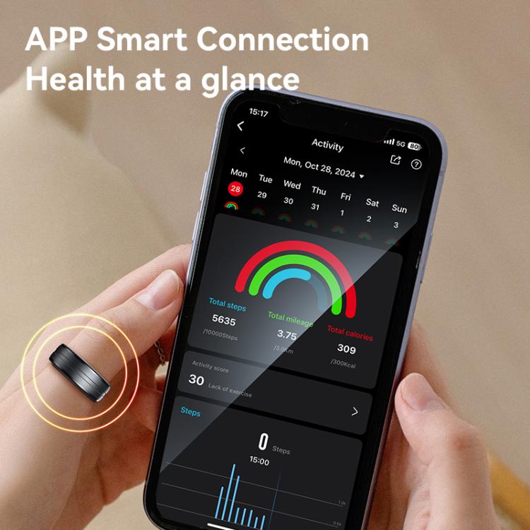 Yesido IO32 Health Monitor Smart Ring, Support Body Temperature / Heart Rate / Blood Pressure / Female Physiological Reminder, Size:68mm Inner Circumference(Black) - free shipping - PMC TechLife - Order now!