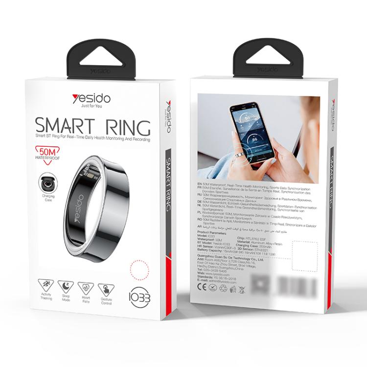 Yesido IO33 Health Monitor Smart Ring, Support Body Temperature / Heart Rate / Blood Pressure / Female Physiological Reminder, Size:68mm Inner Circumference(Black) - free shipping - PMC TechLife - Order now!