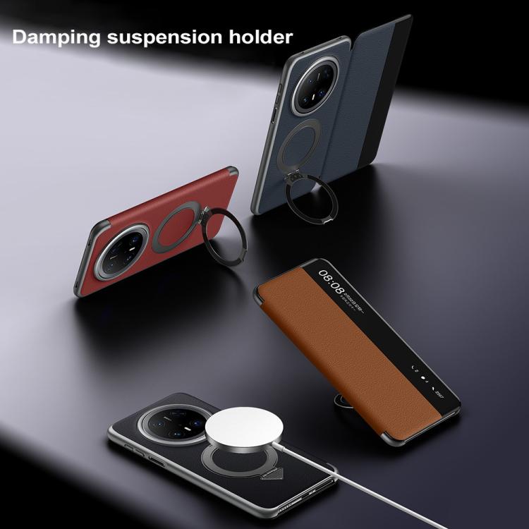 For Huawei Mate 70 SULADA Smart View Window MagSafe Magnetic Holder Leather Phone Case(Brown) - free shipping - PMC TechLife - Order now!