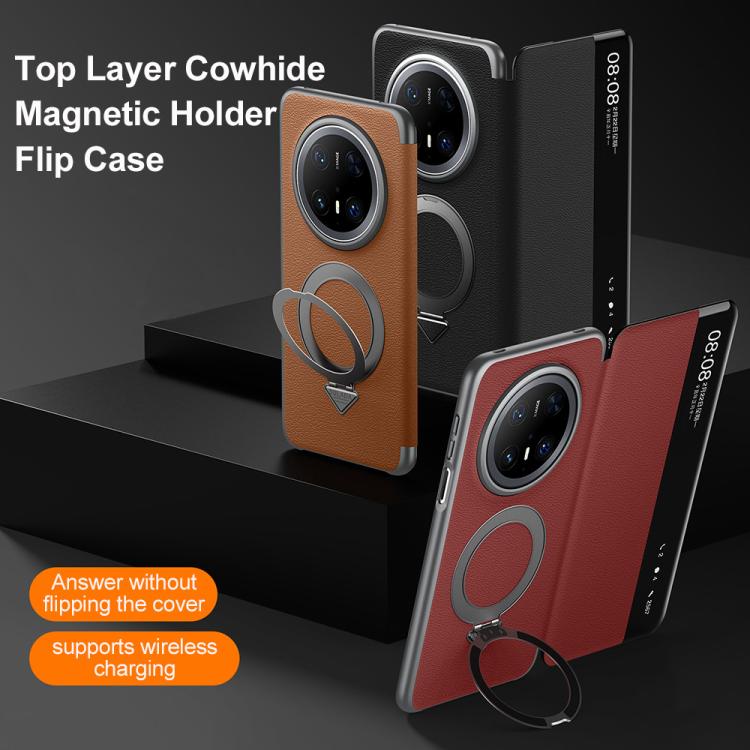 For Huawei Mate 70 Pro / Mate 70 Pro+ SULADA Smart View Window MagSafe Magnetic Holder Leather Phone Case(Red) - free shipping - PMC TechLife - Order now!