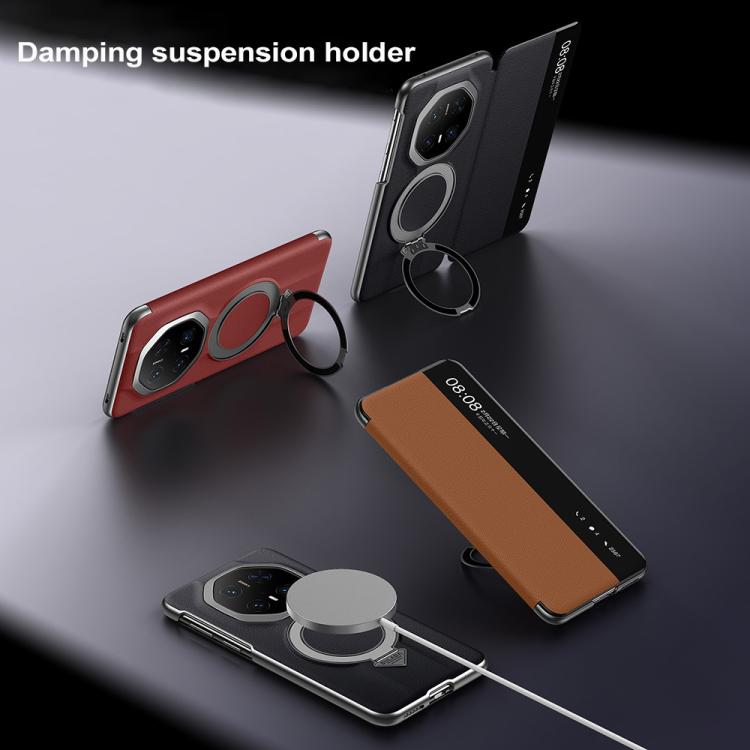 For Huawei Mate 70 RS Ultimate SULADA Smart View Window MagSafe Magnetic Holder Leather Phone Case(Black) - Huawei Cases by SULADA | Online Shopping South Africa | PMC TechLife | Buy Now Pay Later Mobicred