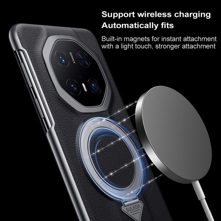 For Huawei Mate 70 RS Ultimate SULADA Smart View Window MagSafe Magnetic Holder Leather Phone Case(Black) - Huawei Cases by SULADA | Online Shopping South Africa | PMC TechLife | Buy Now Pay Later Mobicred