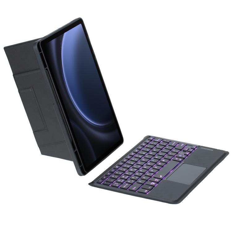 For Samsung Galaxy Tab S10 FE / S9 FE / S9 Holder Floating Detachable Backlight Keyboard Tablet Leather Case with Touchpad(Black) - Samsung Keyboard by PMC TechLife | Online Shopping South Africa | PMC TechLife | Buy Now Pay Later Mobicred