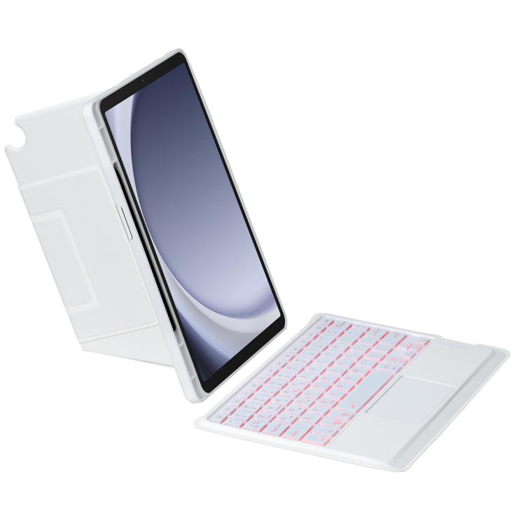 For Samsung Galaxy Tab A9+ Holder Floating Detachable Backlight Keyboard Tablet Leather Case with Touchpad(White) - Samsung Keyboard by PMC TechLife | Online Shopping South Africa | PMC TechLife | Buy Now Pay Later Mobicred