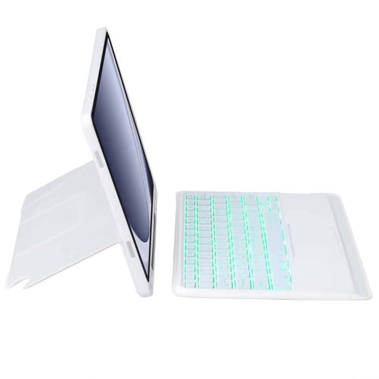 For Samsung Galaxy Tab A9+ Holder Floating Detachable Backlight Keyboard Tablet Leather Case with Touchpad(White) - Samsung Keyboard by PMC TechLife | Online Shopping South Africa | PMC TechLife | Buy Now Pay Later Mobicred
