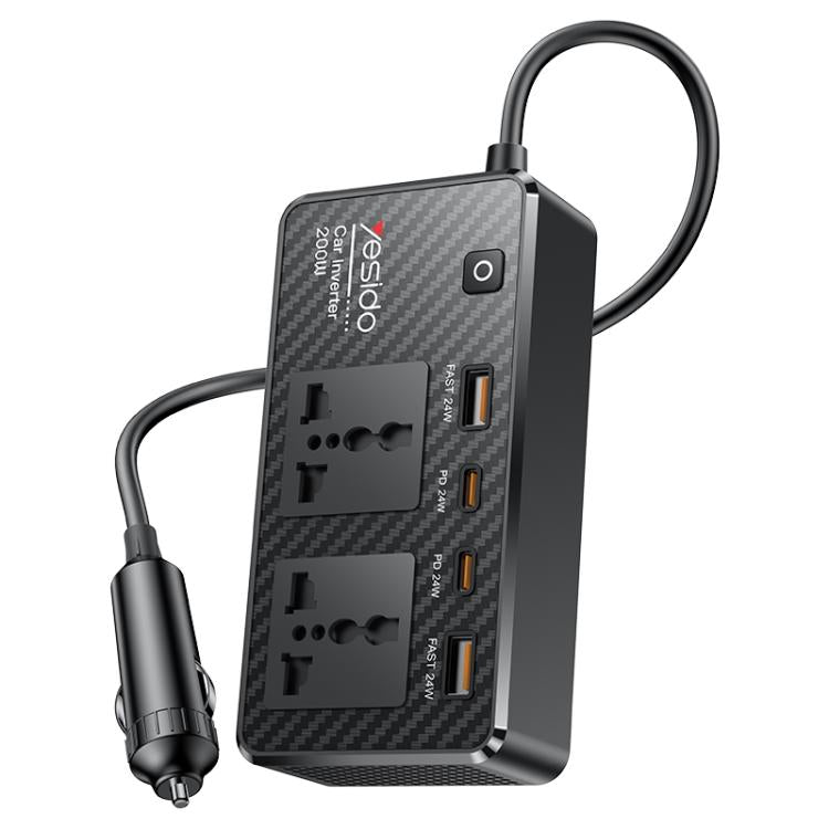 Yesido VC07 200W AC220V Multifunctional Car Inverter(Black) - free shipping - PMC TechLife - Order now!