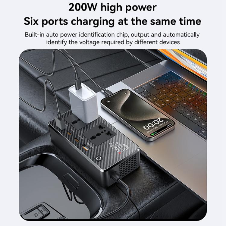 Yesido VC07 200W AC220V Multifunctional Car Inverter(Black) - free shipping - PMC TechLife - Order now!