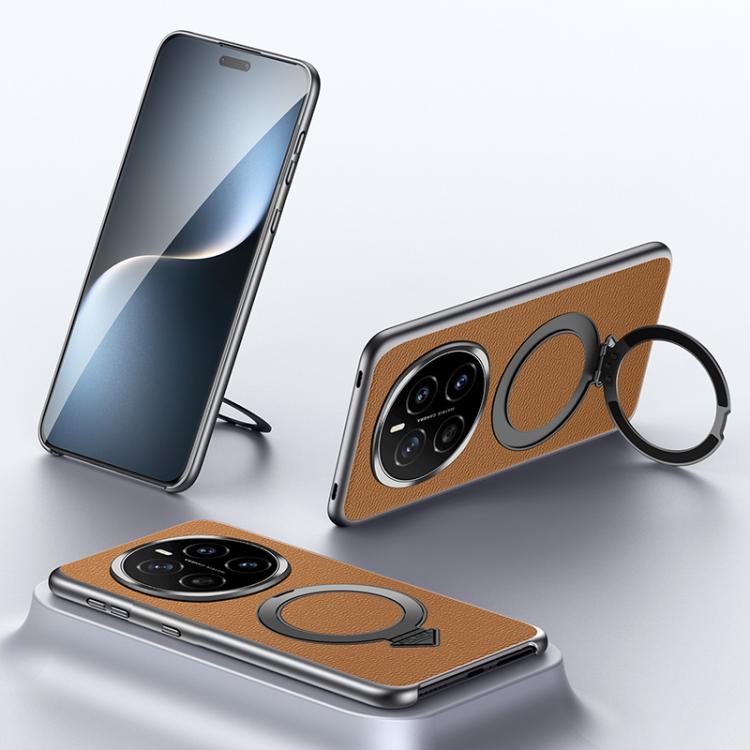 For Honor Magic7 SULADA Top Grain Leather MagSafe Magnetic Holder Phone Case(Brown) - Honor Cases by SULADA | Online Shopping South Africa | PMC TechLife | Buy Now Pay Later Mobicred