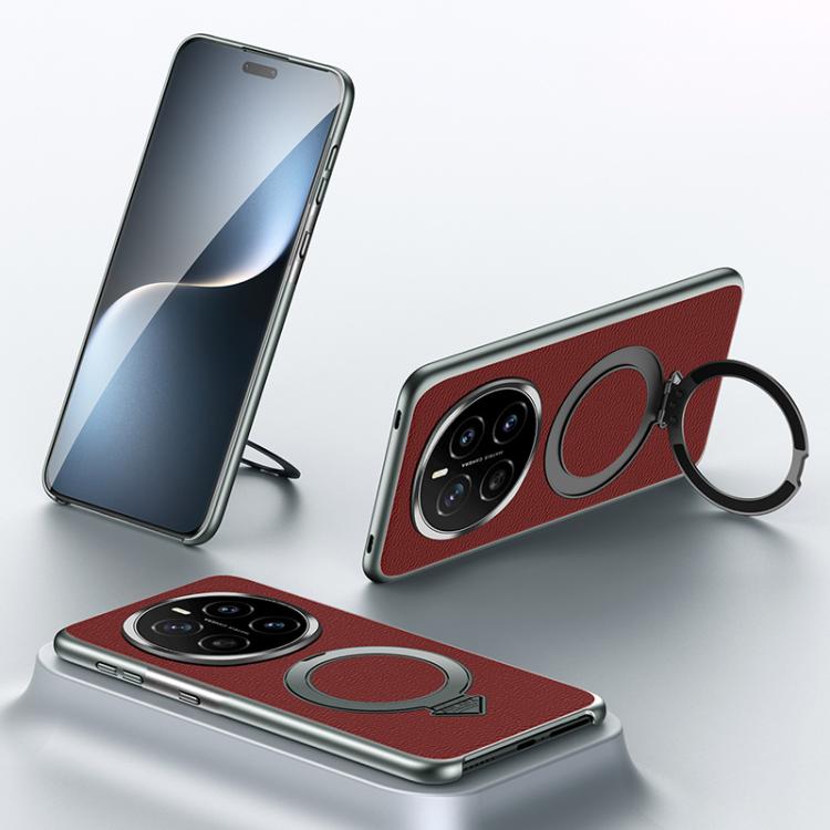 For Honor Magic7 SULADA Top Grain Leather MagSafe Magnetic Holder Phone Case(Red) - free shipping - PMC TechLife - Order now!