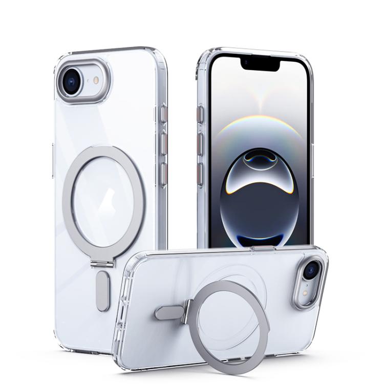 For iPhone 16e Airbag MagSafe Shockproof Frosted Phone Case with Fold Holder(Silver) - iPhone 16e Cases by PMC TechLife | Online Shopping South Africa | PMC TechLife | Buy Now Pay Later Mobicred