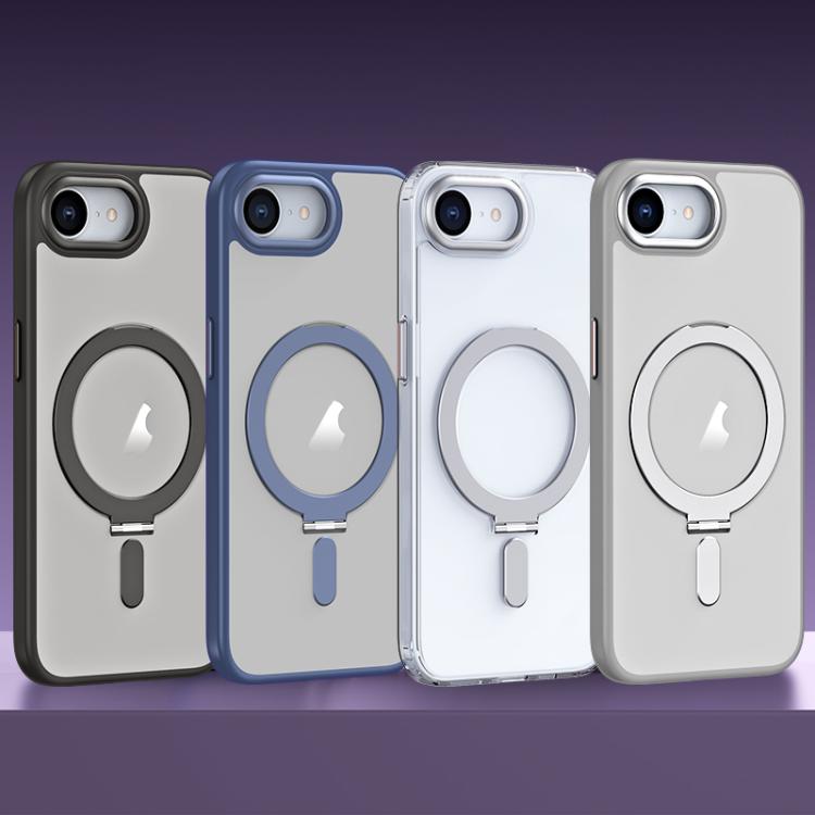 For iPhone 16e Airbag MagSafe Shockproof Frosted Phone Case with Fold Holder(Silver) - iPhone 16e Cases by PMC TechLife | Online Shopping South Africa | PMC TechLife | Buy Now Pay Later Mobicred