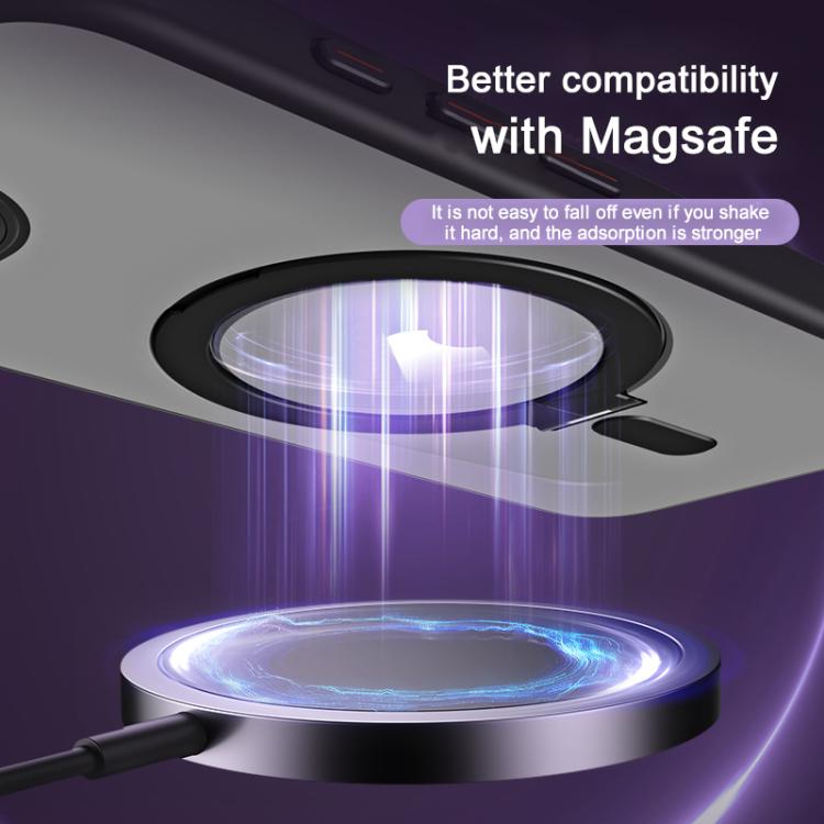 For iPhone 16e Airbag MagSafe Shockproof Frosted Phone Case with Fold Holder(Silver) - iPhone 16e Cases by PMC TechLife | Online Shopping South Africa | PMC TechLife | Buy Now Pay Later Mobicred