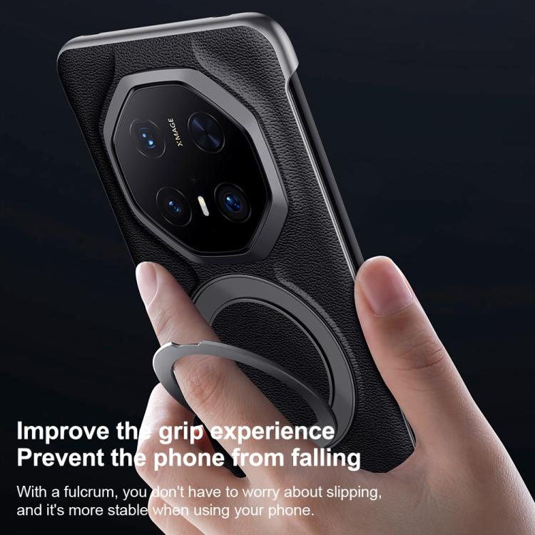For Huawei Mate 70 RS Ultimate SULADA Top Grain Leather MagSafe Magnetic Holder Phone Case(Black) - free shipping - PMC TechLife - Order now!