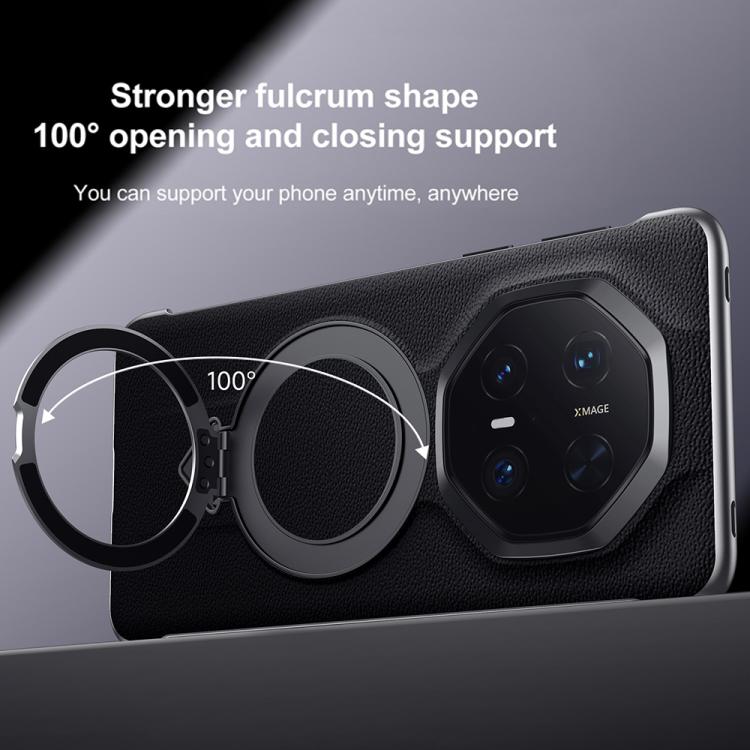 For Huawei Mate 70 RS Ultimate SULADA Top Grain Leather MagSafe Magnetic Holder Phone Case(Black) - free shipping - PMC TechLife - Order now!