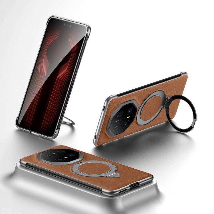 For Huawei Mate 70 RS Ultimate SULADA Top Grain Leather MagSafe Magnetic Holder Phone Case(Brown) - Huawei Cases by SULADA | Online Shopping South Africa | PMC TechLife | Buy Now Pay Later Mobicred