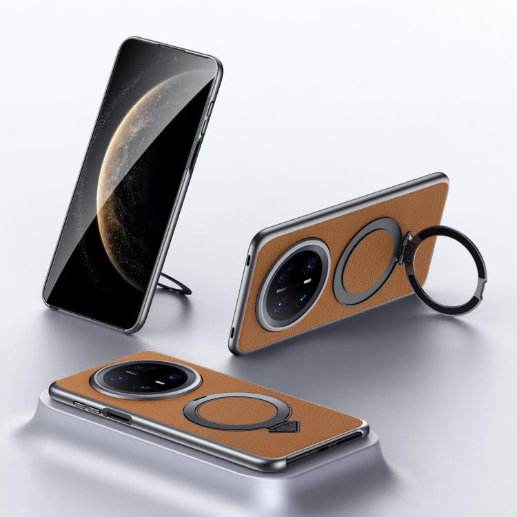 For Huawei Mate 70 Pro / Mate 70 Pro+ SULADA Top Grain Leather MagSafe Magnetic Holder Phone Case(Brown) - Huawei Cases by SULADA | Online Shopping South Africa | PMC TechLife | Buy Now Pay Later Mobicred