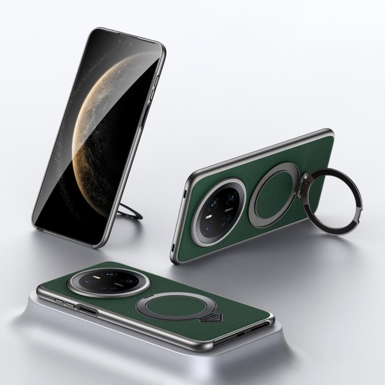 For Huawei Mate 70 SULADA Top Grain Leather MagSafe Magnetic Holder Phone Case(Green) - Huawei Cases by SULADA | Online Shopping South Africa | PMC TechLife | Buy Now Pay Later Mobicred