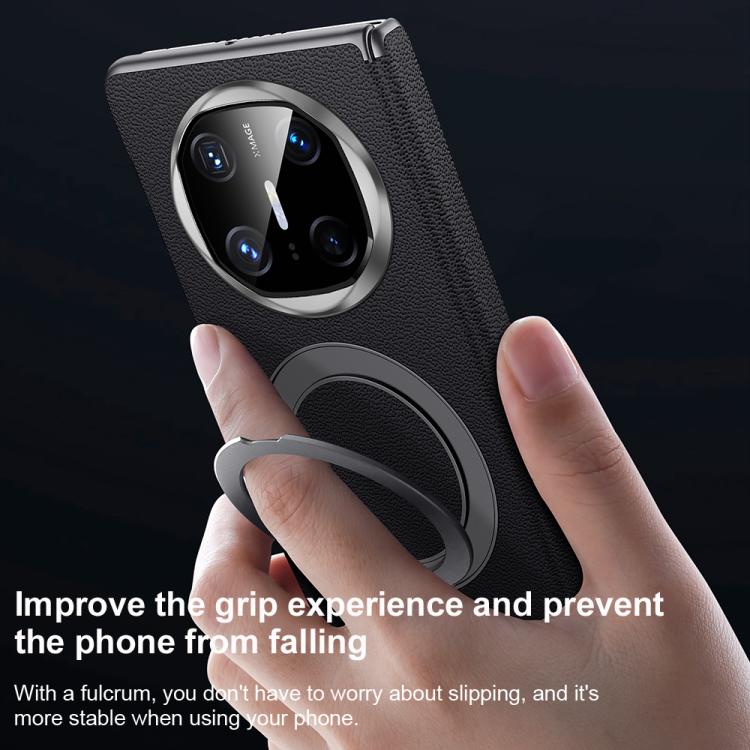 For Huawei Mate X6 SULADA Top Grain Leather MagSafe Magnetic Holder Phone Case(Black) - Huawei Cases by SULADA | Online Shopping South Africa | PMC TechLife | Buy Now Pay Later Mobicred