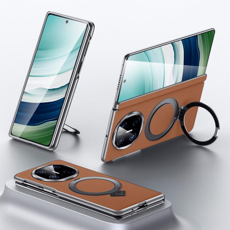 For Huawei Mate X6 SULADA Top Grain Leather MagSafe Magnetic Holder Phone Case(Brown) - Huawei Cases by SULADA | Online Shopping South Africa | PMC TechLife | Buy Now Pay Later Mobicred