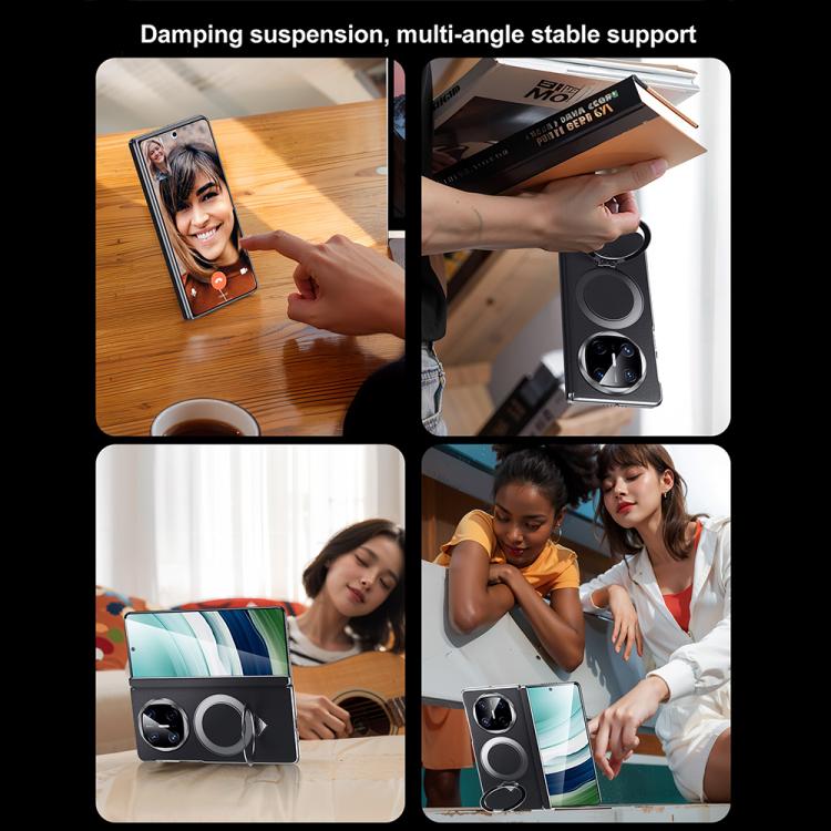 For Huawei Mate X6 SULADA Top Grain Leather MagSafe Magnetic Holder Phone Case(Blue) - Huawei Cases by SULADA | Online Shopping South Africa | PMC TechLife | Buy Now Pay Later Mobicred