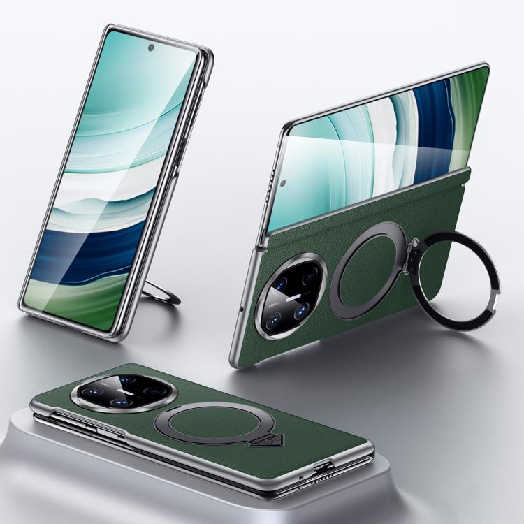 For Huawei Mate X6 SULADA Top Grain Leather MagSafe Magnetic Holder Phone Case(Green) - Huawei Cases by SULADA | Online Shopping South Africa | PMC TechLife | Buy Now Pay Later Mobicred