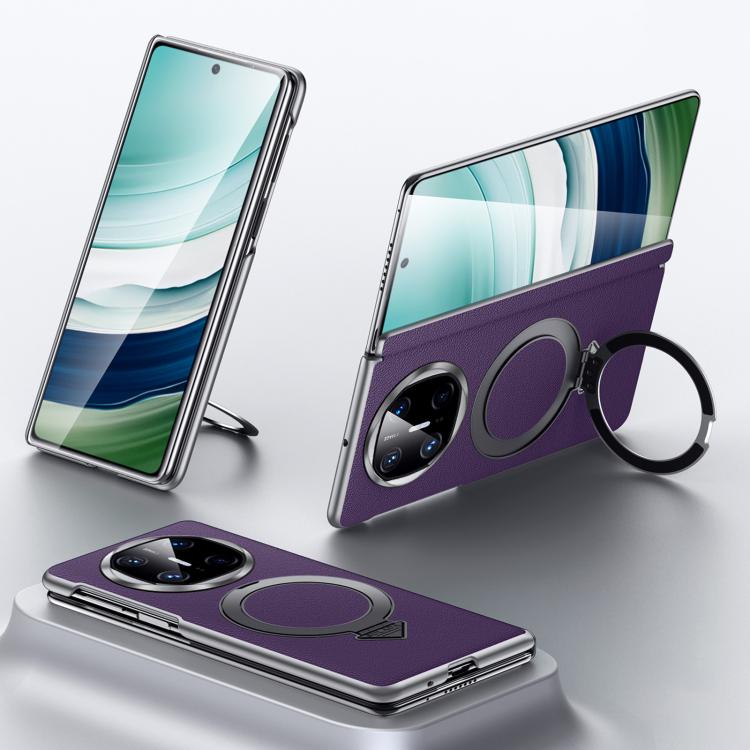 For Huawei Mate X6 SULADA Top Grain Leather MagSafe Magnetic Holder Phone Case(Purple) - Huawei Cases by SULADA | Online Shopping South Africa | PMC TechLife | Buy Now Pay Later Mobicred