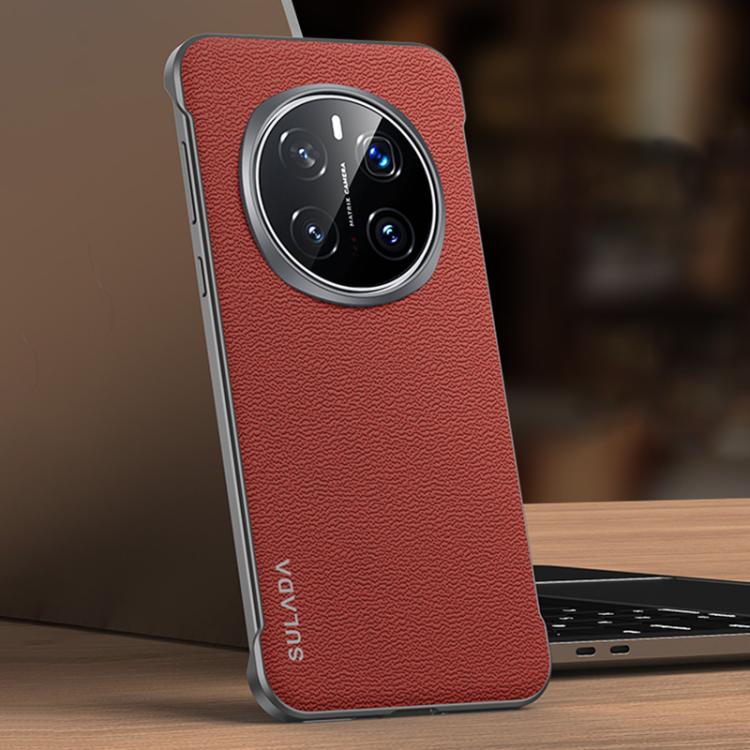 For Honor Magic7 Pro SULADA Frameless Top Layer Cowhide Leather Hybrid PC Phone Case(Red) - Honor Cases by SULADA | Online Shopping South Africa | PMC TechLife | Buy Now Pay Later Mobicred