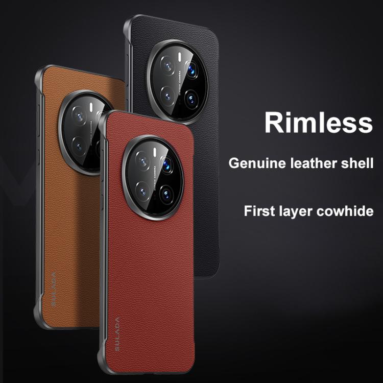 For Honor Magic7 Pro SULADA Frameless Top Layer Cowhide Leather Hybrid PC Phone Case(Red) - Honor Cases by SULADA | Online Shopping South Africa | PMC TechLife | Buy Now Pay Later Mobicred