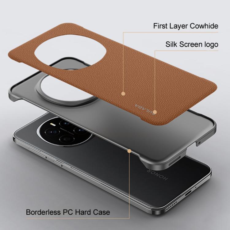 For Honor Magic7 SULADA Frameless Top Layer Cowhide Leather Hybrid PC Phone Case(Black) - Honor Cases by SULADA | Online Shopping South Africa | PMC TechLife | Buy Now Pay Later Mobicred