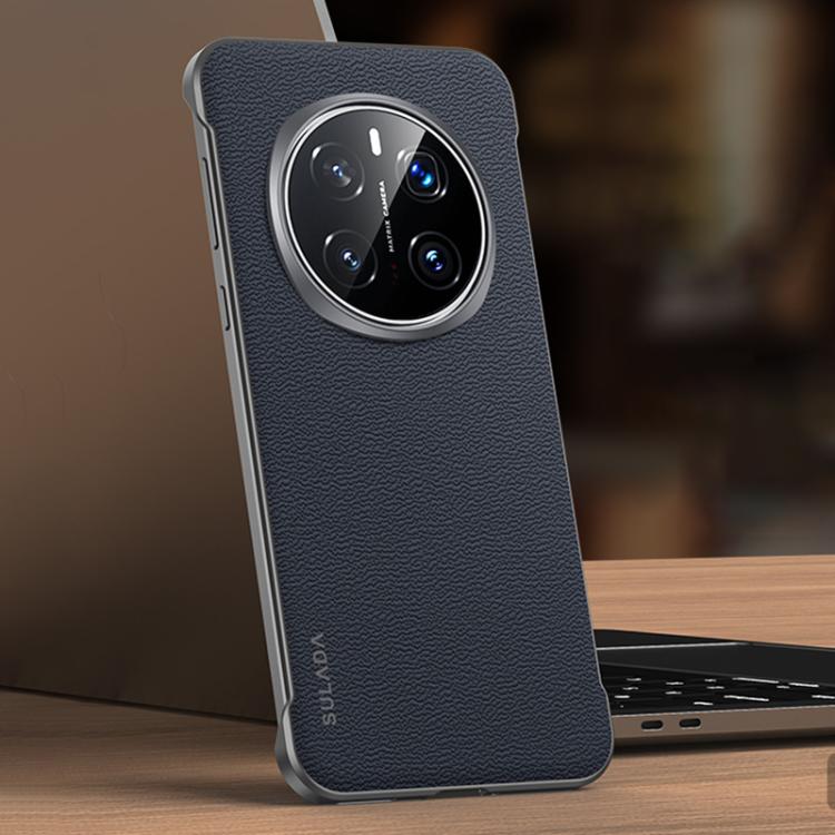 For Honor Magic7 SULADA Frameless Top Layer Cowhide Leather Hybrid PC Phone Case(Blue) - Honor Cases by SULADA | Online Shopping South Africa | PMC TechLife | Buy Now Pay Later Mobicred