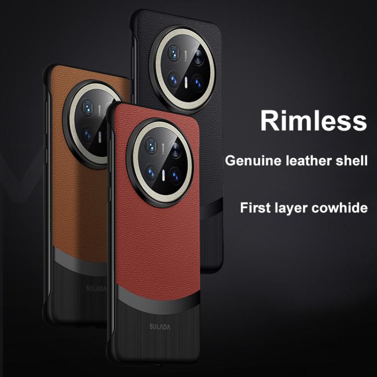 For Huawei Mate 70 Pro / Mate 70 Pro+ SULADA Frameless Top Layer Cowhide Leather Hybrid PC Phone Case(White) - Huawei Cases by SULADA | Online Shopping South Africa | PMC TechLife | Buy Now Pay Later Mobicred